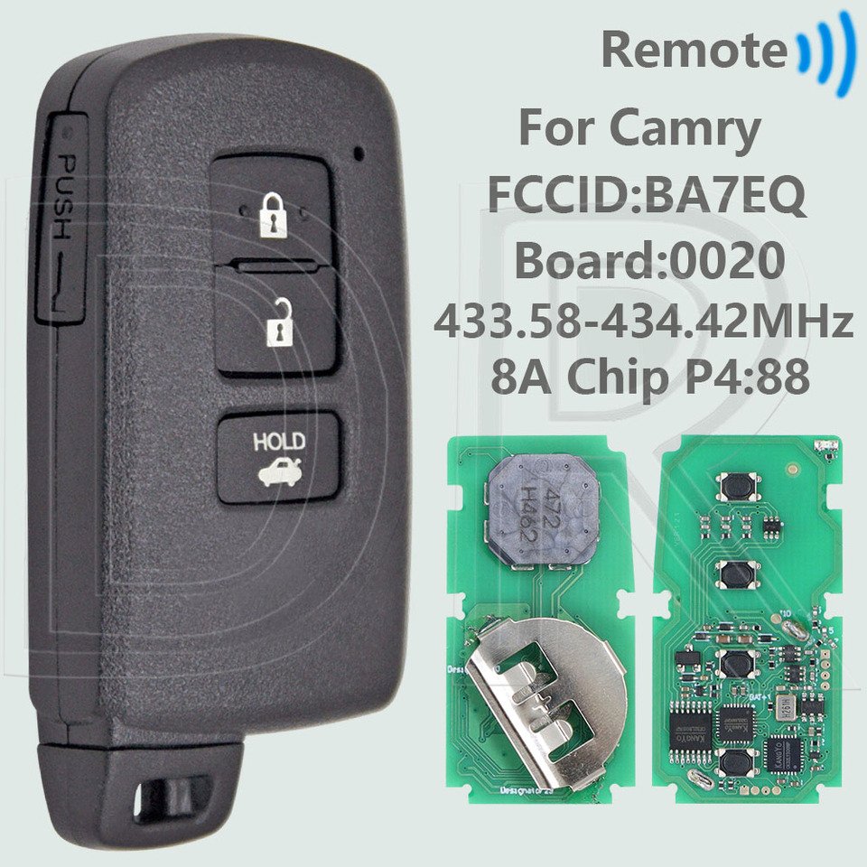 

DR BA7EQ 433.58-434.42 МГц P4:88 8AChip 89904-0D130 Бесконтактный автомобильный дистанционный ключ для Toyota Yaris Auris 2014-2016 Hybrid Camry Silver