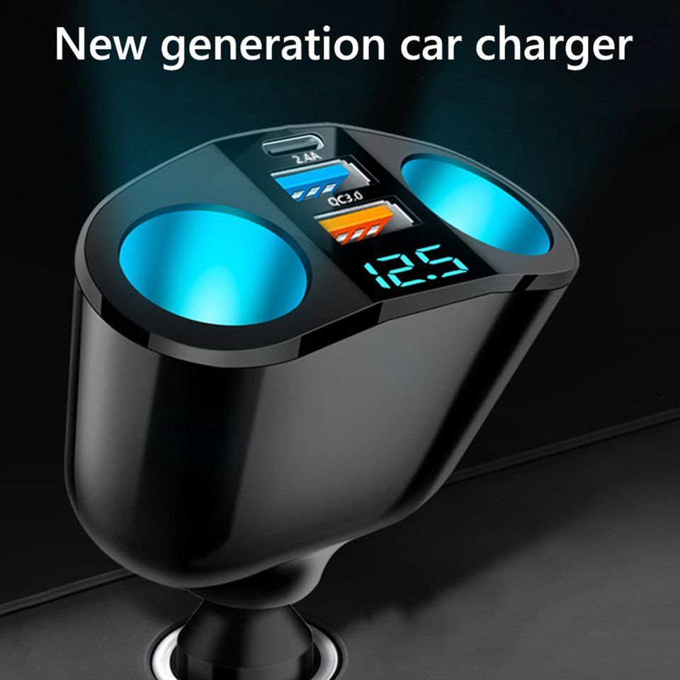 

Сверхбыстрое автомобильное зарядное устройство QC3.0 с двумя портами USB Автомобильный адаптер 12 В 24 В с цифровым дисплеем ...