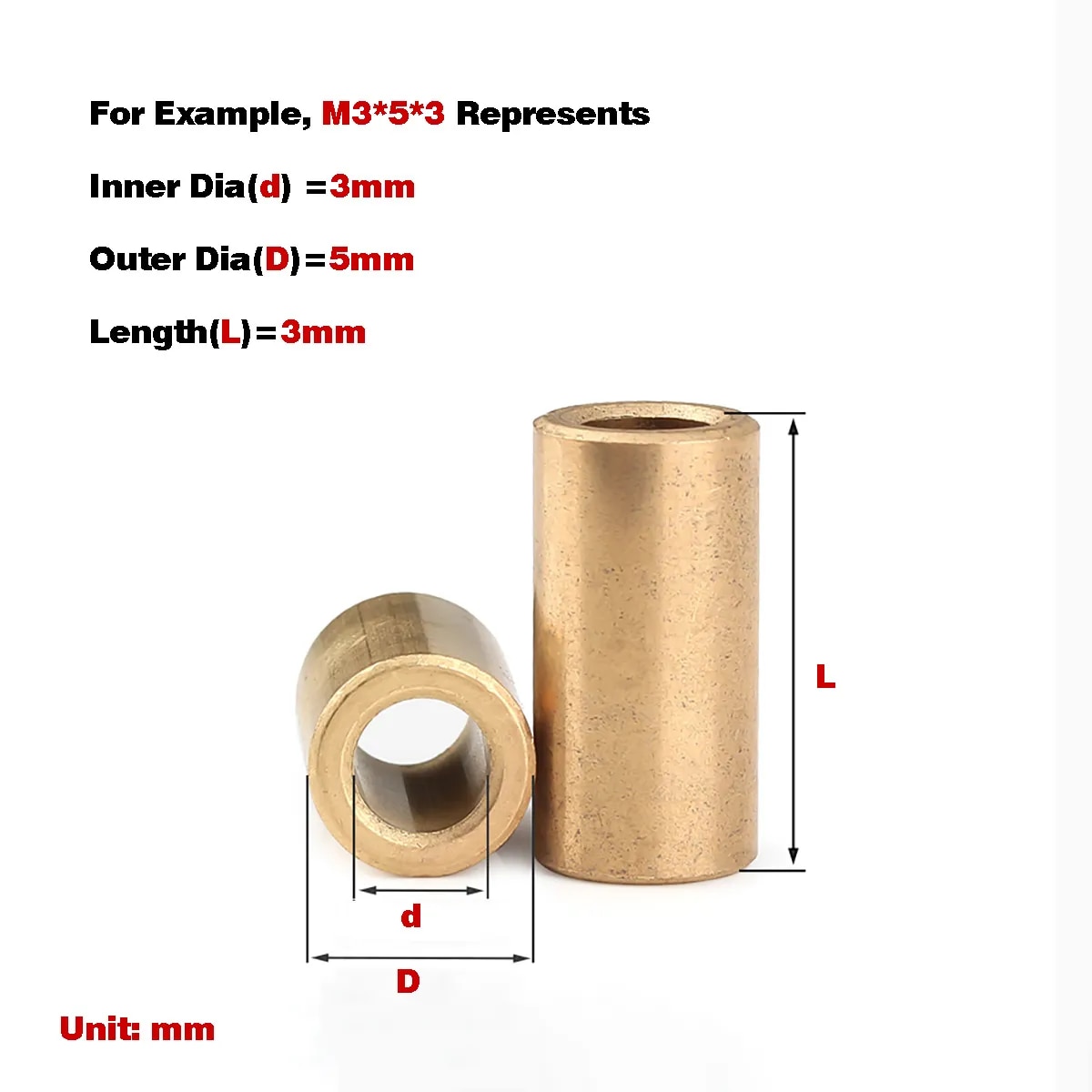 

Медные втулки подшипников M3-M60