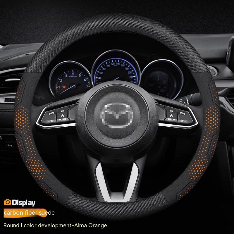 

Для Mazda 3 5 6 SKYACTIV Axela Atenza CX30 CX5 CX8 CX9 MX5 RX7 BT50 Замшевый чехол на руль автомобиля из углеродного волокна, автоаксессуары