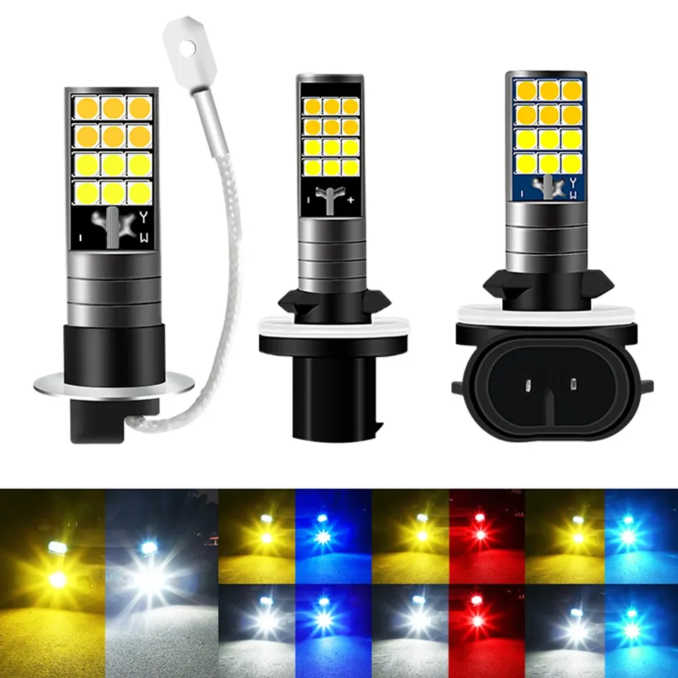 

2x H3 H27 881 880 Двухцветная белая желтая противотуманная фара 3030 SMD 2400LM Белая автомобильная ходовая лампа Авто светодиоды 12 В 24 В