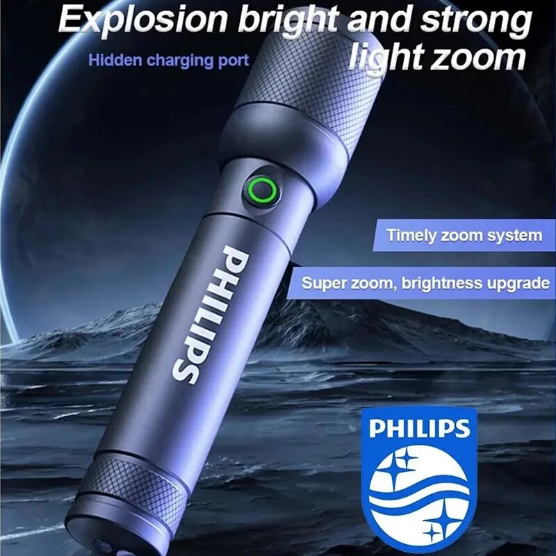 

Philips 6168 оптический зум-фонарик Type-C портативный фонарик с 4 режимами освещения для самозащиты кемпинга фонарь светильник