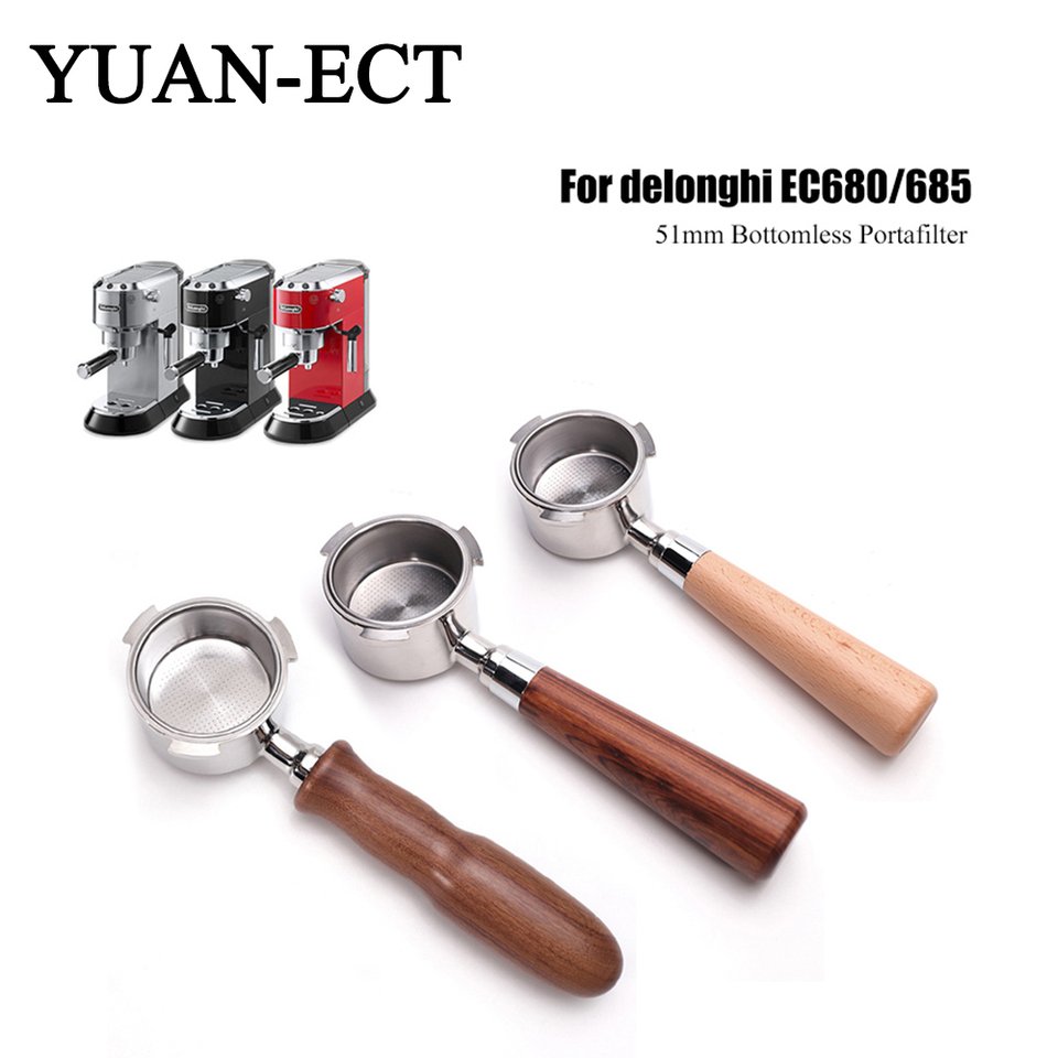 

Бездонный портафильтр для кофе YUAN-ECT 51 мм нержавеющая сталь для Delonghi EC680/EC685