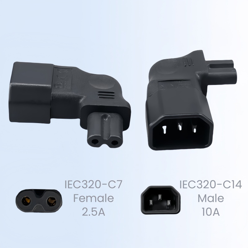 

IEC320 C7 Power Converter IEC C14 Male Plug to C7 Connector 10A Right angle Plug adapter IEC C7 to C14 3pin male to 2pin adapter