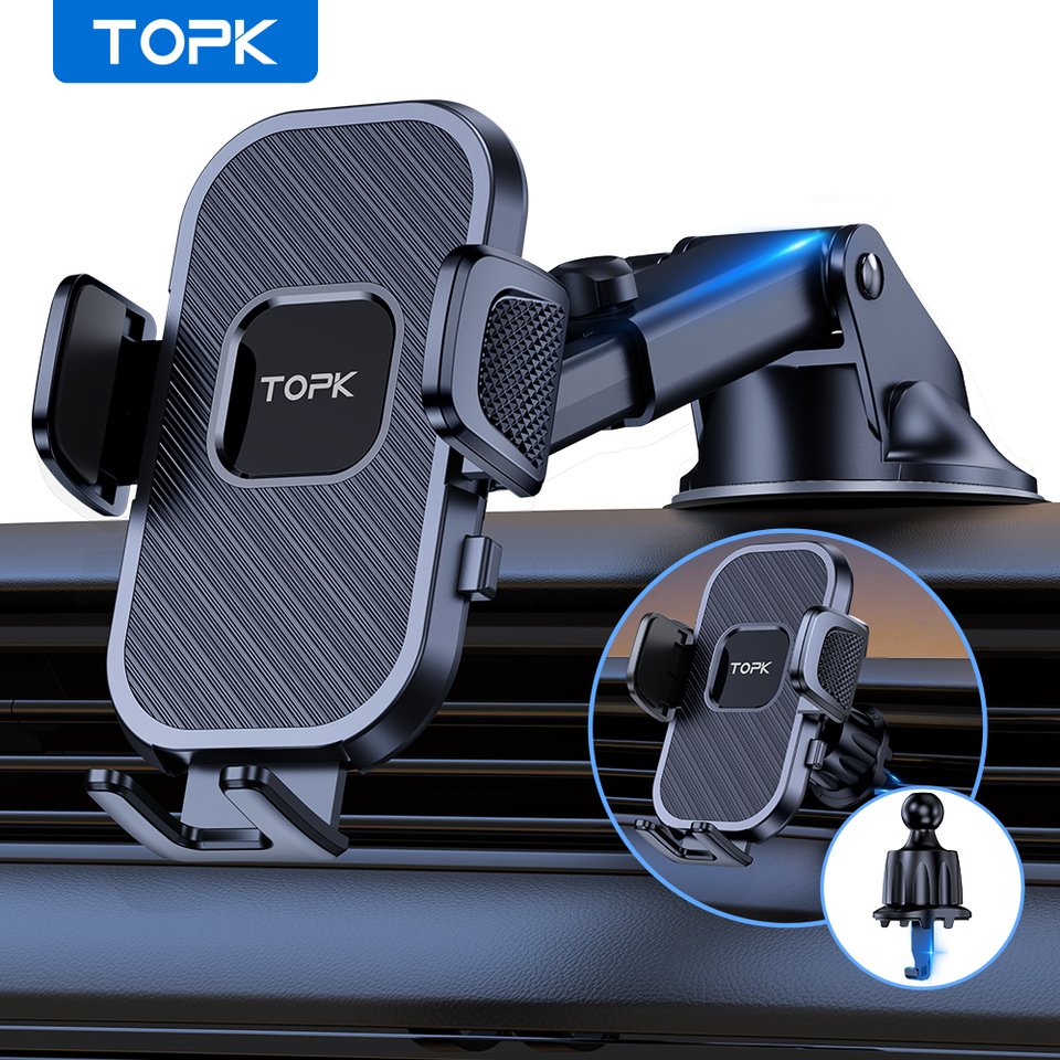 

Автомобильный держатель для телефона TOPK D38Z, суперстабильное автомобильное крепление для телефона на приборной панели автомобиля/лобовое стекло/воздушное отверстие, совместимое со всеми мобильными телефонами