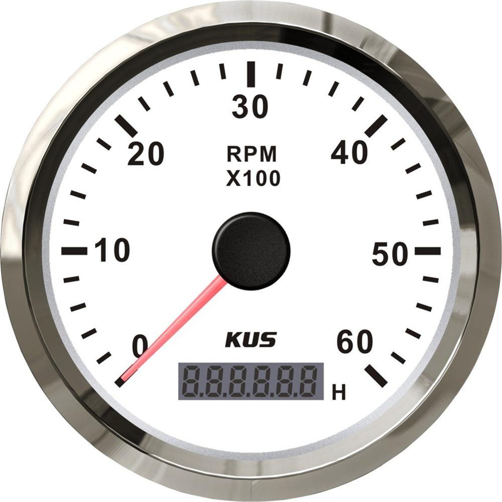 

Автоматические тахометры KUS, 0-6000 об/мин, счетчики революции 12 В/24 В с красной, желтой подсветкой и часами для лодочных моторных домов, универсальные