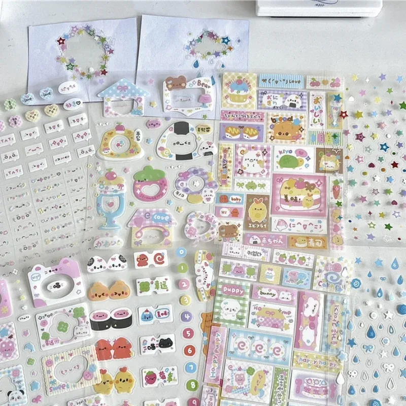 

8sheet/set Creative Design Cute Cartoon Scrapbook Journal Sticker Sweet Stationery Sticker DIY Decor Laptop Phone Case Sticker