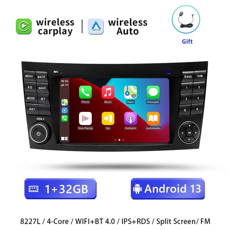 

Автомобильный экран 2din Android 13 для Mercedes Benz E-class W211 E200 E220 E300 E350 E240 E280 CLSCLASSW219 Радио Мультимедиа 4G Carplay
