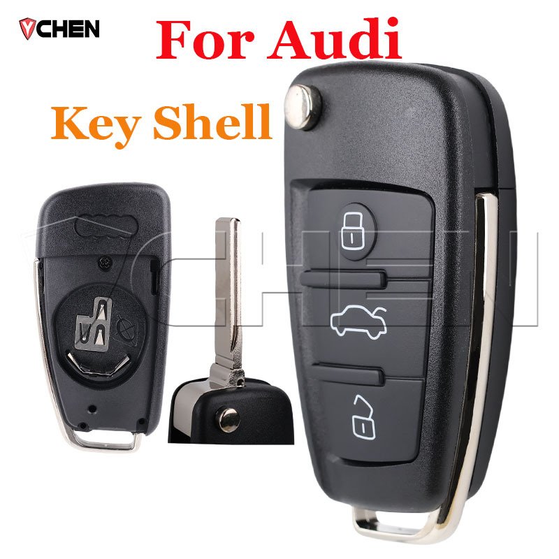 

Умный складной корпус для ключей для Audi Q7 B7 Q3 A3 TT A2 A8 A6 A6L A4 S5 C5 C6 B6 3-кнопочный дистанционный флип-чехол для автомобильного ключа, чехол-брелок
