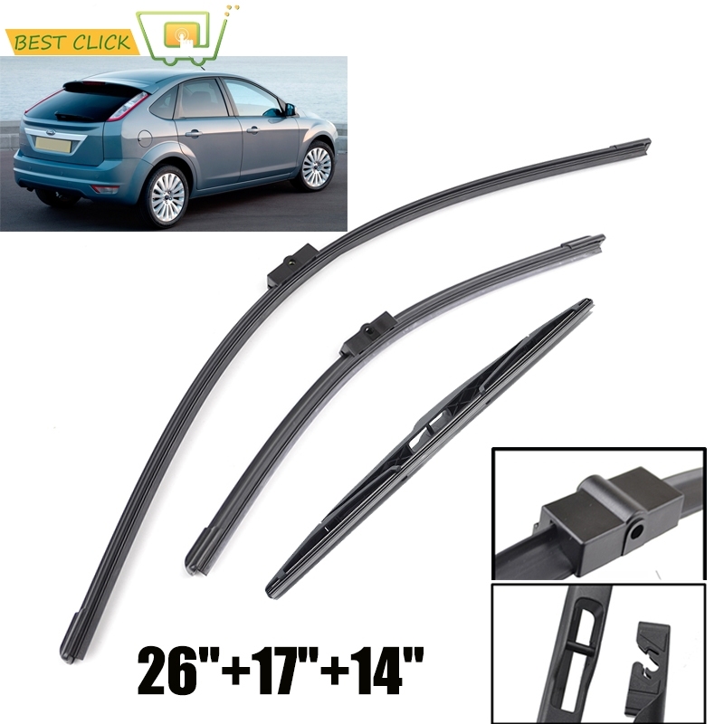 

Набор щёток стеклоочистителя для Ford Focus 2, 2005, 2006, 2007, 2008, 2009, 2010, 2011, 26 + 17 + 14 дюймов