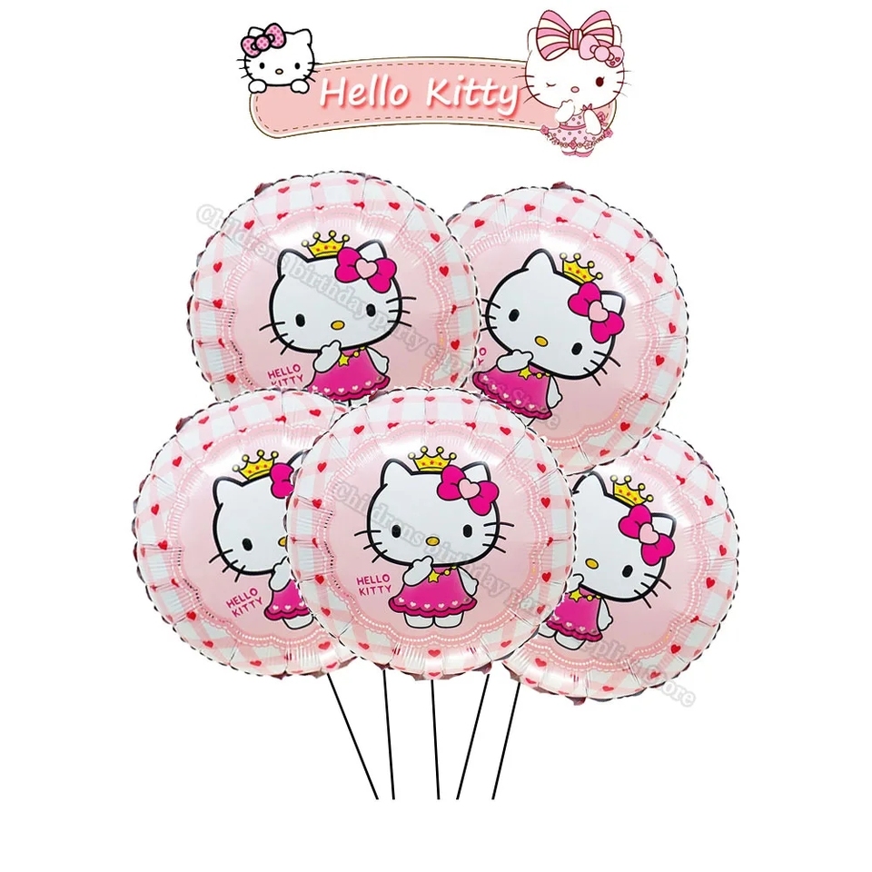 

5 розовых шаров Hello Kitty из фольги