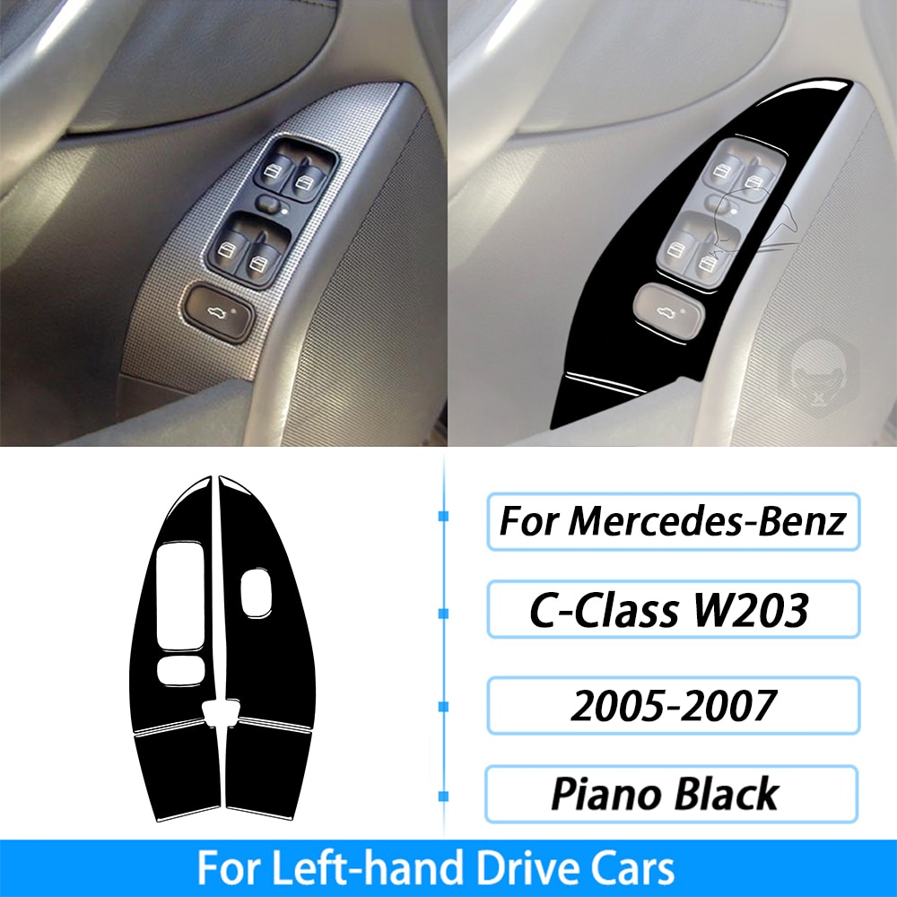 

Для Mercedes-Benz C-Class W203 2005-2007 Piano Black переключение передач, подъемник окна, воздуховыпускное отверстие, панель приборной панели, отделка салона автомобиля, наклейка