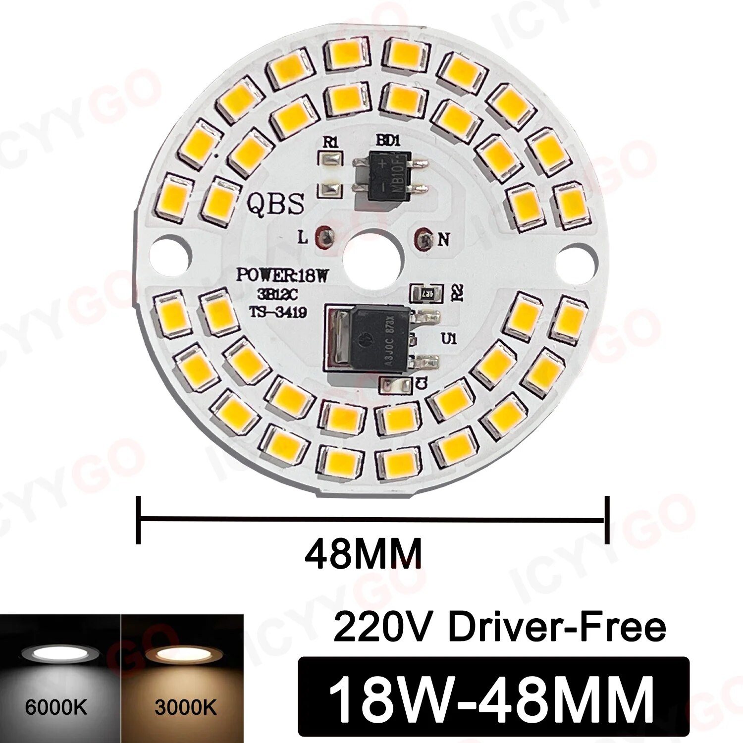 

Светодиодные лампы SMD 2835, круглые, 3-18 Вт, 220 В, набор из 10 штук