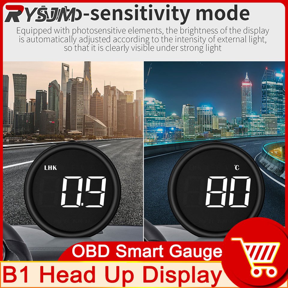 

B1 Спидометр OBD2 HUD Автомобильный проекционный дисплей Проектор Сигнализация EOBD Автоматическое потребление топлива Вольтметр Датчик температуры воды