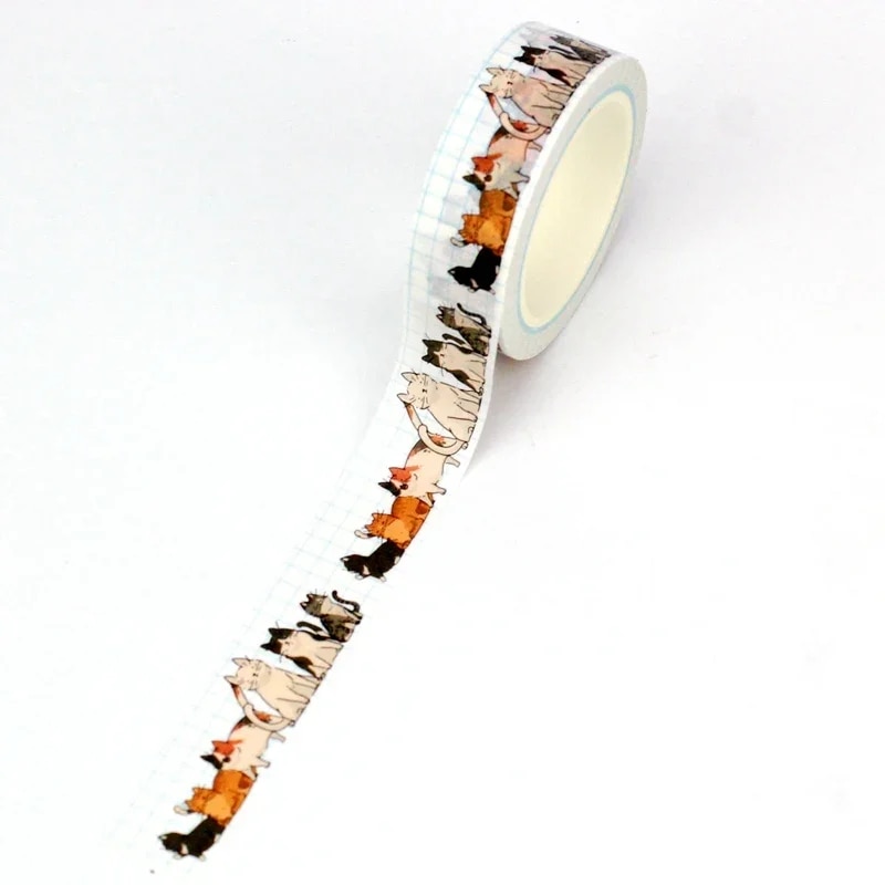 

Декоративная клейкая лента GREATHOPE WASHI TAPE с кошками