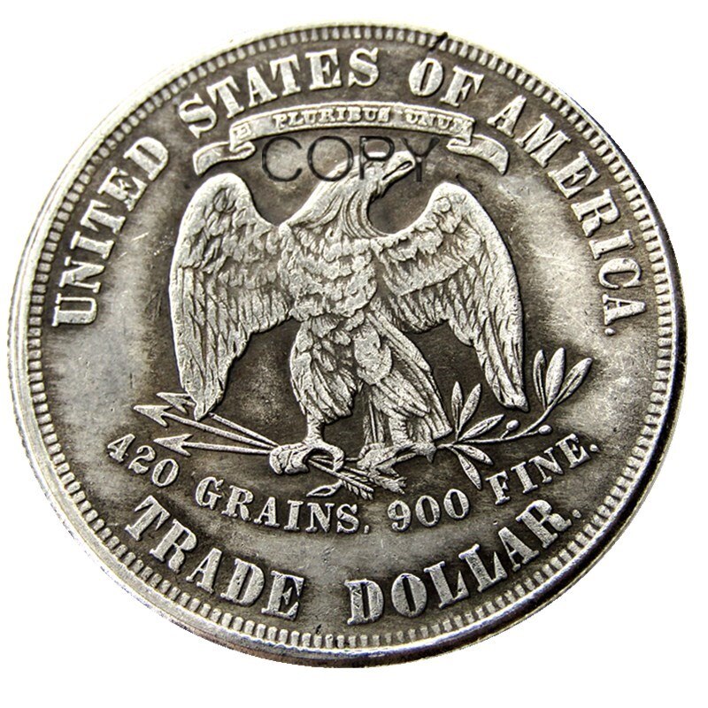 

Серебряная копия монеты US Trade Dollar 1876 года