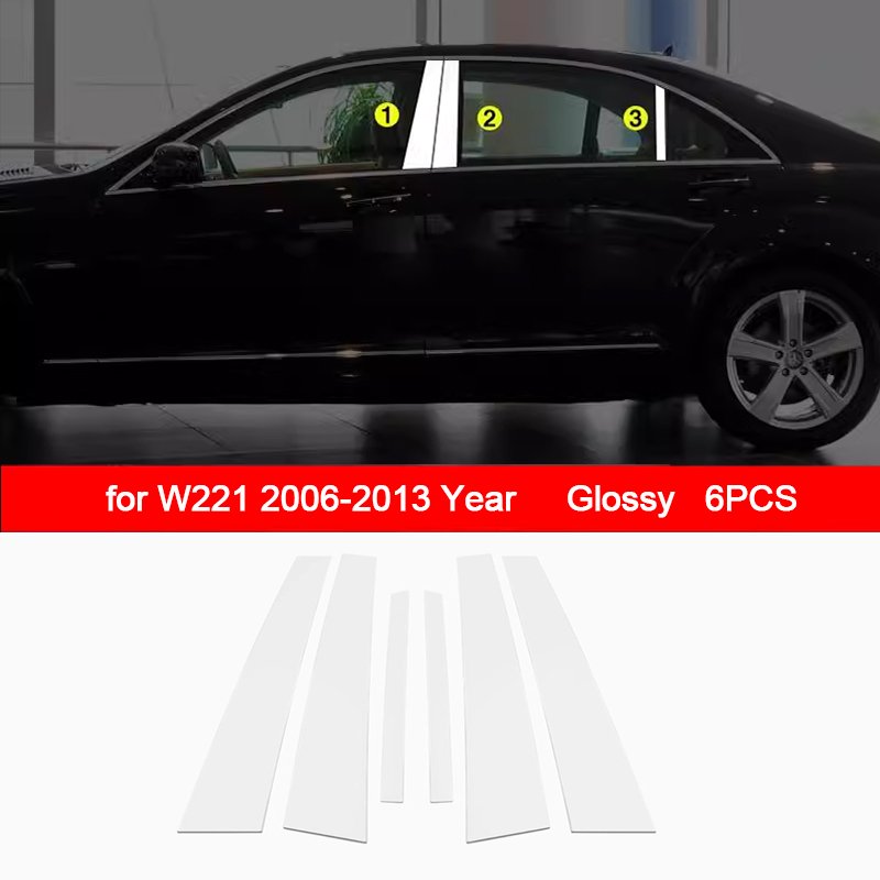 

Для Mercedes Benz S Class W223 W222 W221 S400L S450L S500 S320 S350 S600 Хромированное глянцевое окно B C Накладка на стойку с блестками Аксессуар