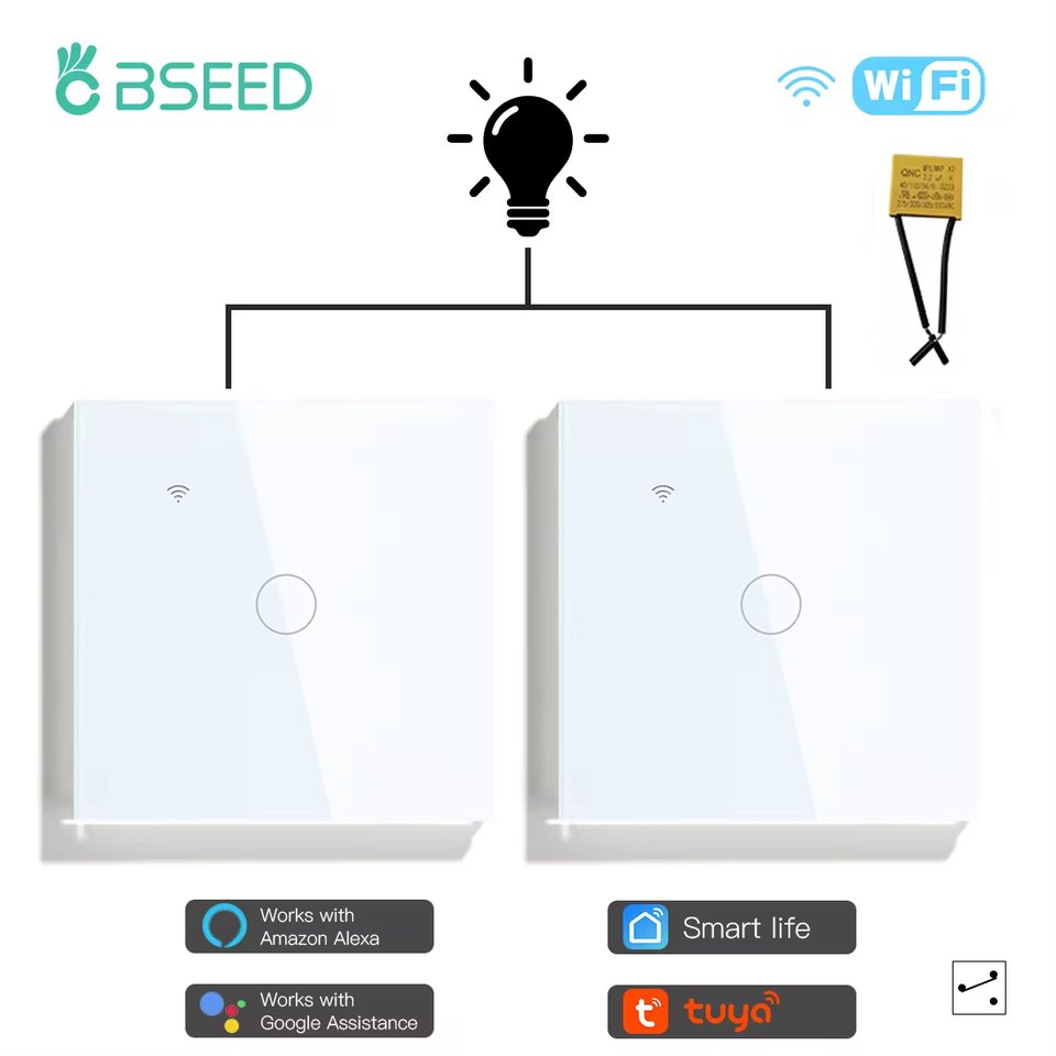

Сенсорные переключатели BSEED Wi-Fi 1/2/3 Gang 2 Way