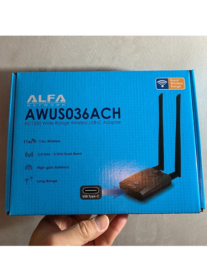 

Сетевая карта ALFA AWUS036ACH RTL8812AU BT5 Kali Linux MAC, Сделано в Тайване