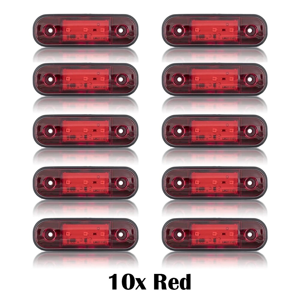 

6x/10x 12V 24V 3 светодиодных внешних боковых габаритных фонаря Овальный сигнал дорожного просвета Прицеп Грузовик Лампа автомобиля Оранжевый Белый Красный Водонепроницаемый