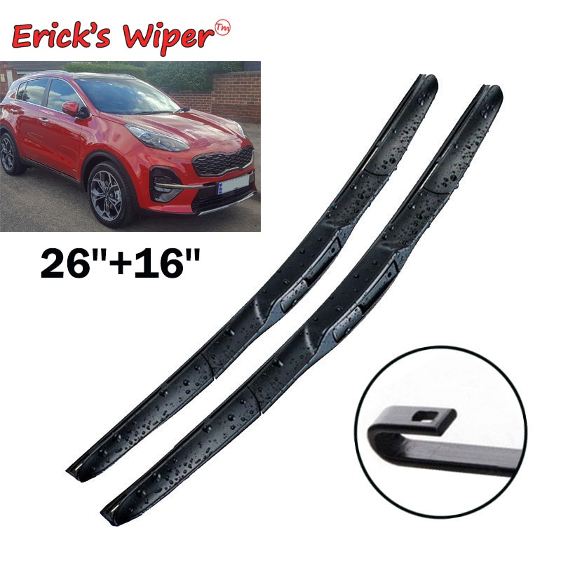 

Передние гибридные щетки стеклоочистителя Erick's Wiper с левым рулем для Kia Sportage QL 2016-2023, щетки от дождя для лобового стекла 26 "+ 16"
