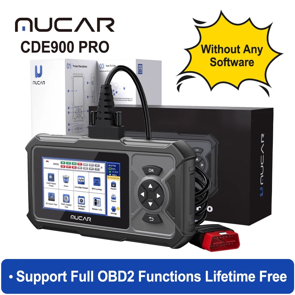 

Диагностический сканер MUCAR CDE900 Pro Obd2, автомобильный диагностический прибор, устройство чтения кодов OBD, 28 сбросов, Полная диагностика системы
