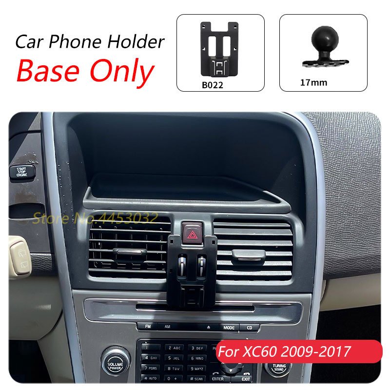 

Держатель для Volvo XC60 2009 2017 2016 2015, автомобильный держатель телефона, фиксированный кронштейн, основание 17 мм, не блокирующий воздуховод, аксессуары