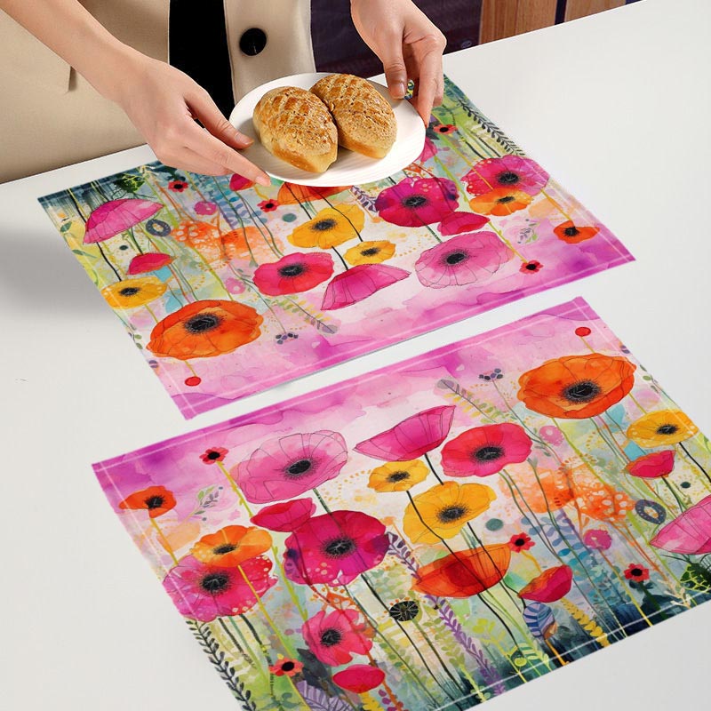 

Льняные коврики для стола Poppy Flowers 2 штуки