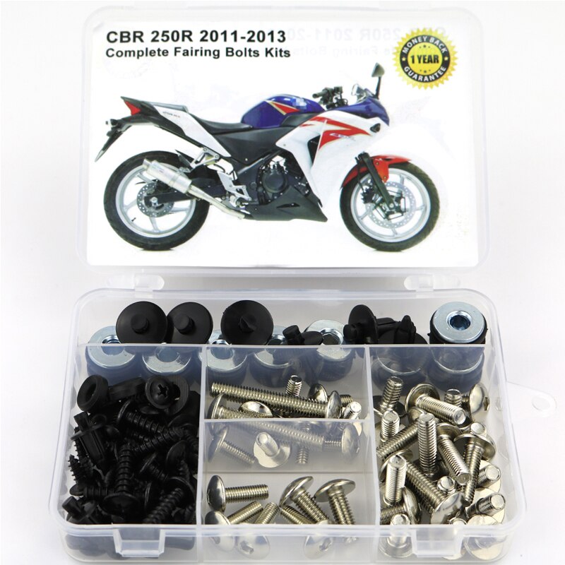 

Подходит для Honda CBR 250R CBR250R 2011 2012 2013, винты для кузова мотоцикла, полный комплект болтов для обтекателя, зажимы, гайки, сталь