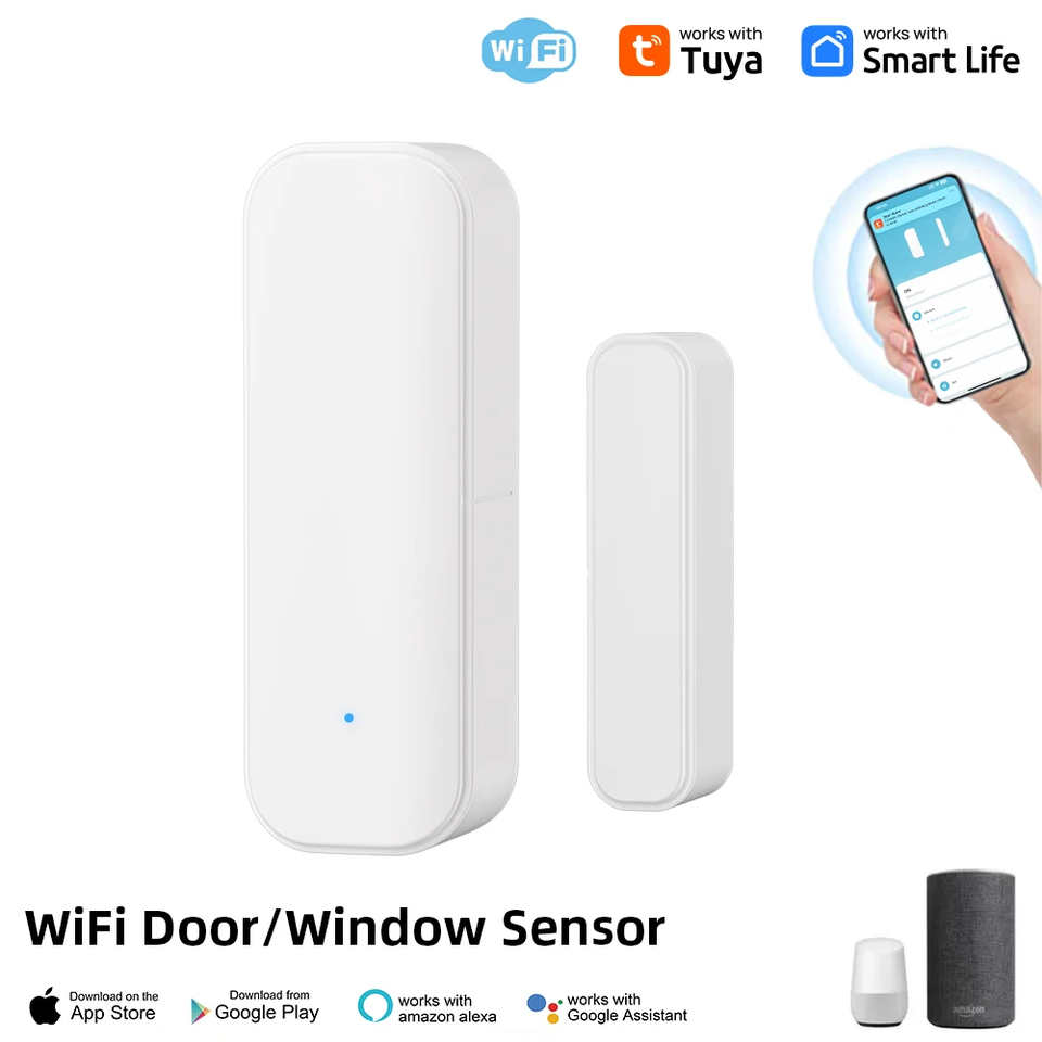 

Tuya WiFi Zigbee Датчик Окна И Двери С Батареей Умная Домашняя Охранная Сигнализация Голосовое Управление Совместимость С Ale...