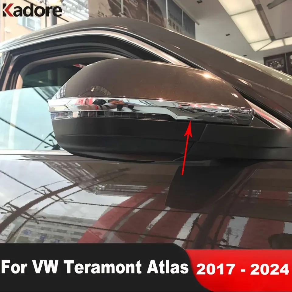 

Накладка на зеркало заднего вида для Volkswagen VW Atlas Teramont 2017-2022 2023 2024, хромированная полоса для боковых зеркал, аксессуары