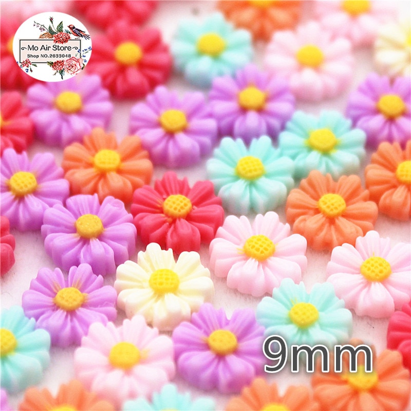 

100 шт. разноцветные маленькие маргаритки из канифоли кабошоны Ywbeads 9 мм