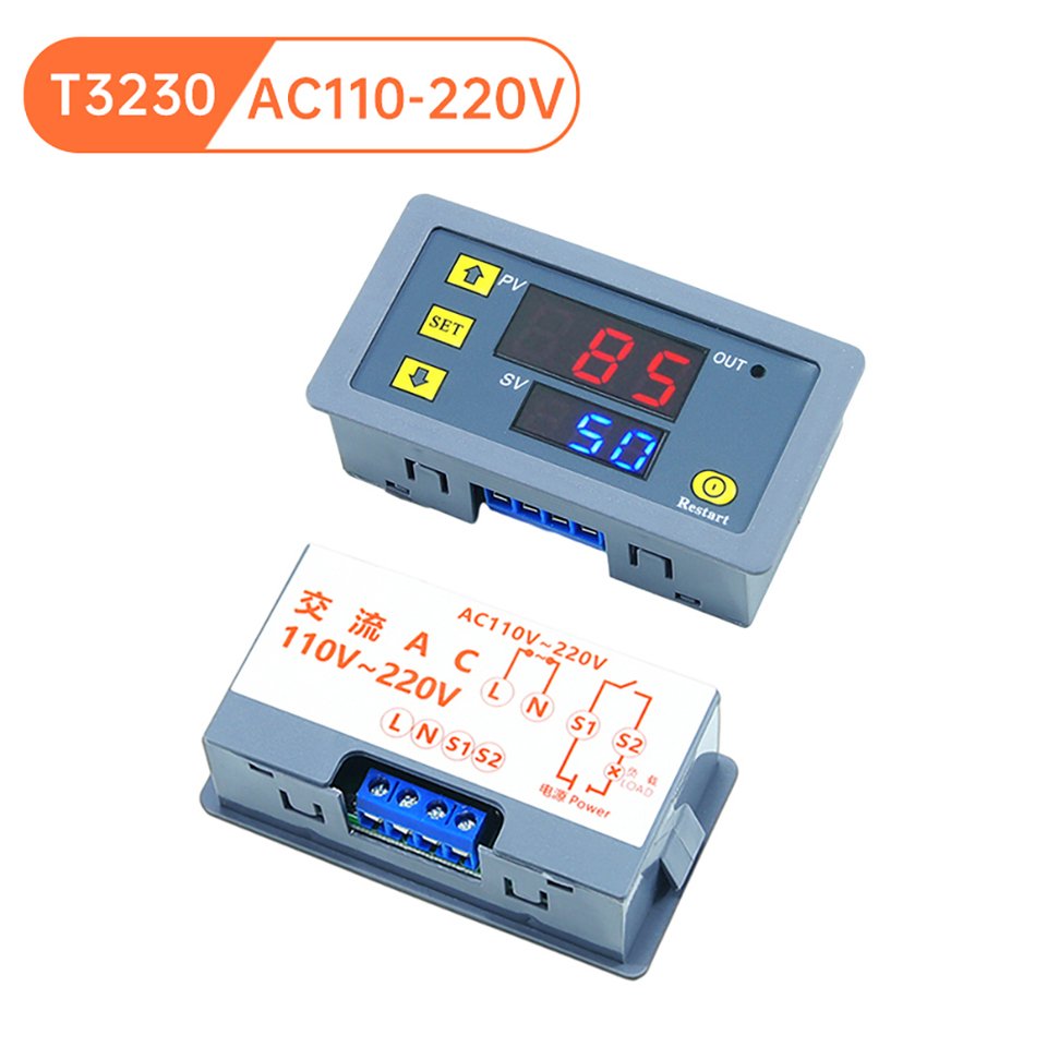 

T3230 DC12V DC24V AC110-220V Реле задержки времени цикла Светодиодный дисплей Таймер Управление переключателем регулируемое реле времени Переключатель задержки времени