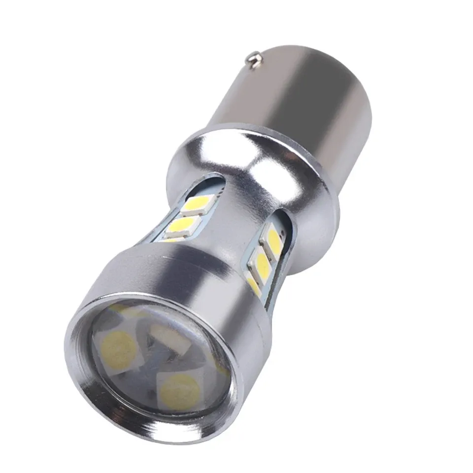 

2 супер ярких 1156 светодиодных автомобильных фонаря P21w, алюминий 18 Smd 3030 Ba15s S25, автоматический задний фонарь с тормозом, белый