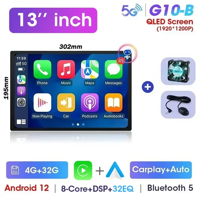 

Srnubi 13 дюймов 2 Din автомобильный Android радио стерео видеоплеер 1920*1200P QLED универсальный мультимедийный головное устройство для Honda KIA Nissan