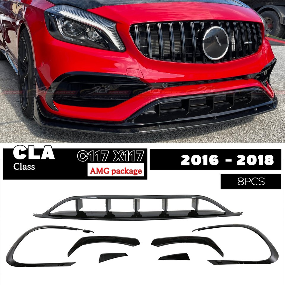 

Передний бампер, спойлер для губ, 8 шт. для Mercedes 2016 - 2018 CLA Class, Фабричный, C117 X117 CLA180 CLA200 CLA220 CLA250 AMG посылка