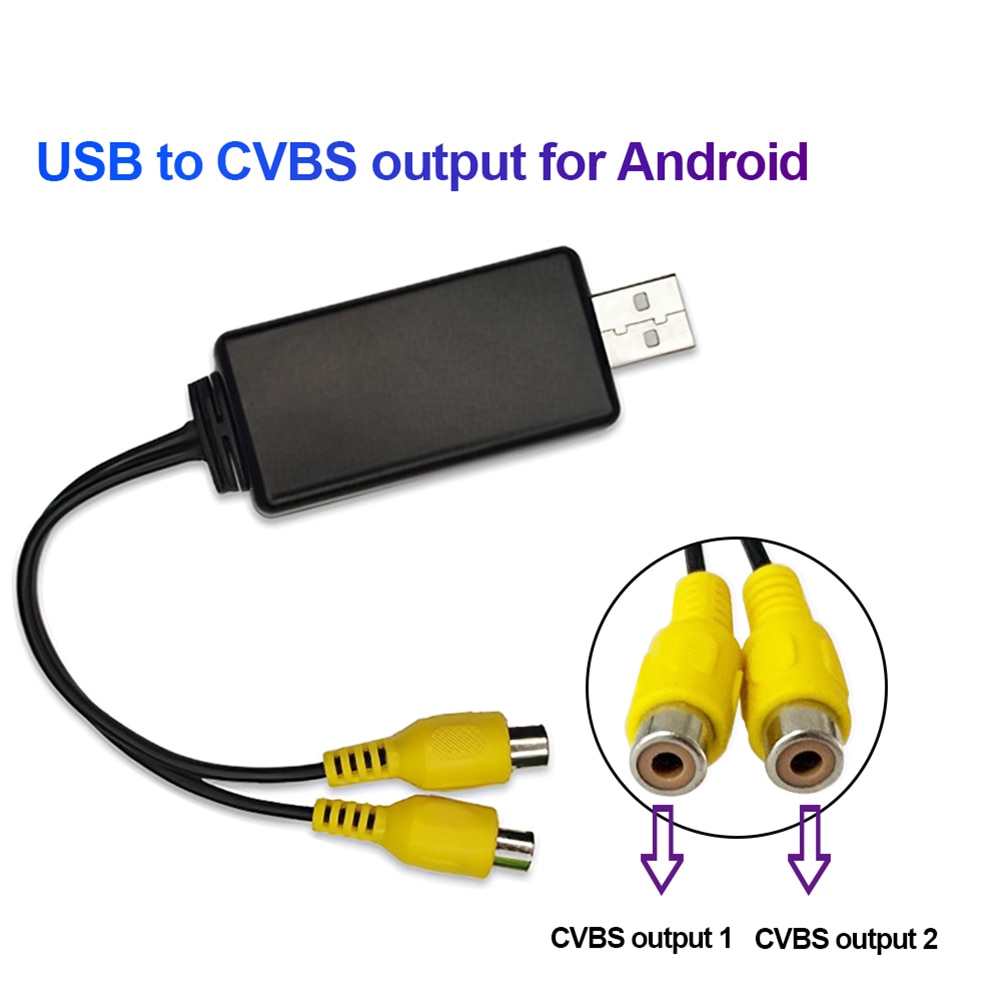 

Адаптер видеовыхода USB-Cvbs для интерфейса RCA, usb-вход, 2 порта, видео outbut для автомобильного радио, аксессуары для Android, плеер