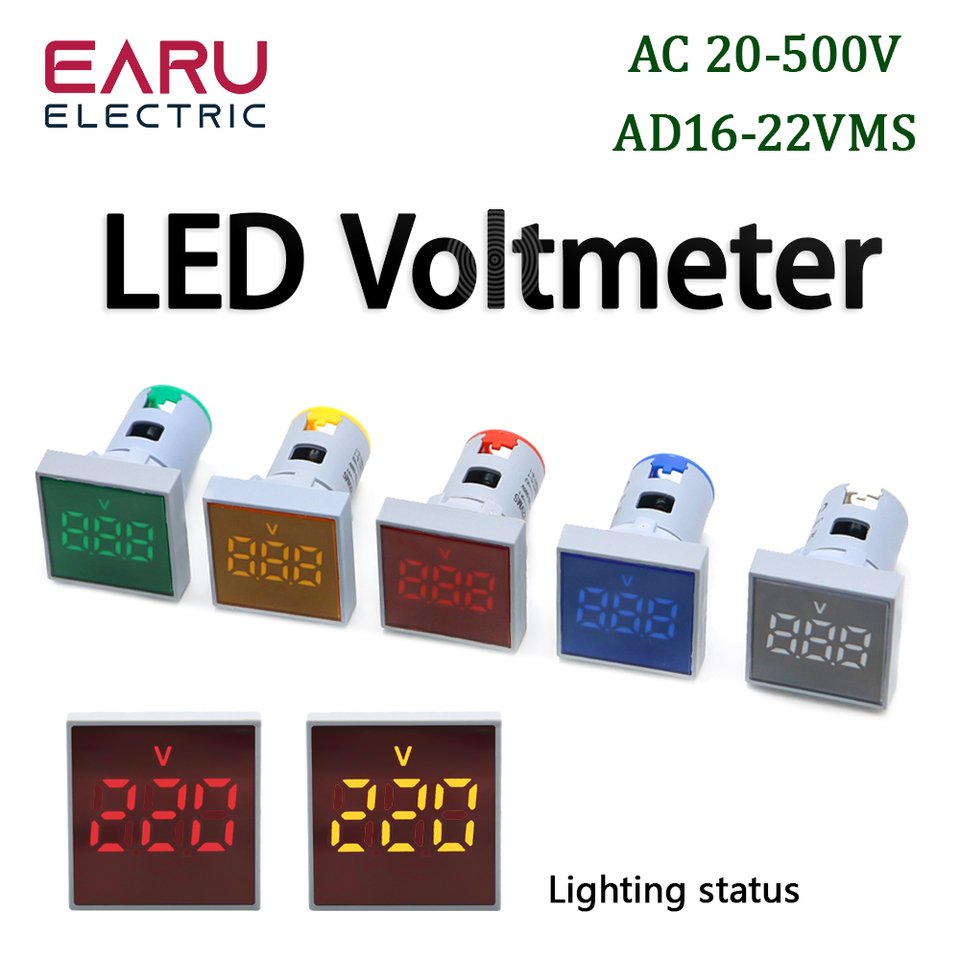 

Мини-вольтметр EARUELECTRIC 22 мм 20-500 В