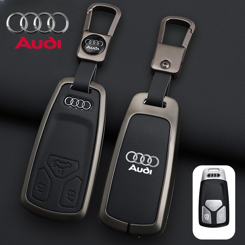 

Кожаный чехол для дистанционного ключа из цинкового сплава для Audi A4 A4L Q5 Q5L A3 Q7 TT TTS 8S B9 2023 2024, брелок для ключей, автоаксессуары