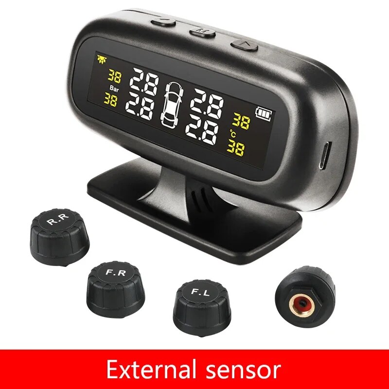 

Jansite Система контроля давления в шинах, TPMS с солнечной батареей, предупреждением о температуре и 4 датчиками, для экономии топлива автосигнализация Возможна
