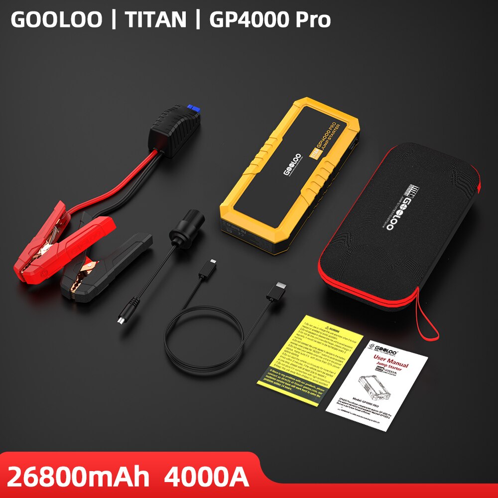 

GOOLOO 4000A Start Power Bank 26800 мАч Jump Starter Автомобильный усилитель Внешний аккумулятор 12 В Пусковое устройство для бензинового дизельного Powerbank
