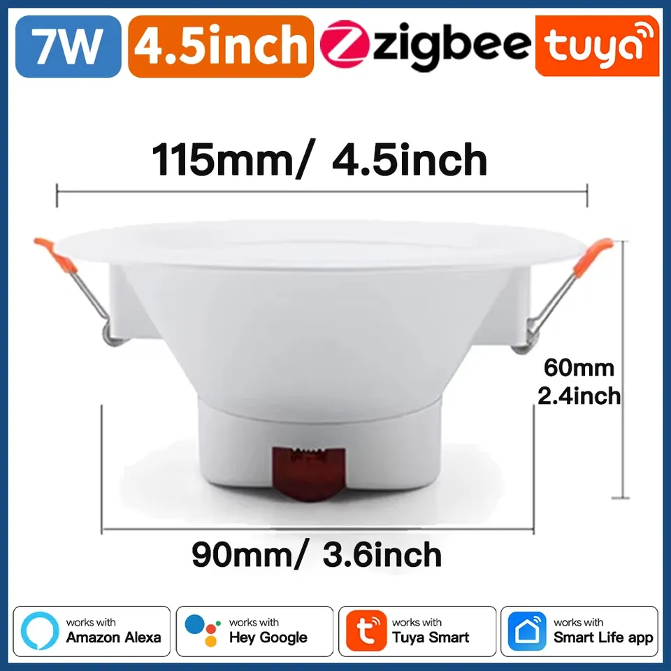 

LXIN tuya Downlight Zigbee3.0, умный светодиодный точечный светильник с затемнением 5/7/10/15 Вт, цветная теплая крутая лампа RGBCW, голос с Alexa Google Home