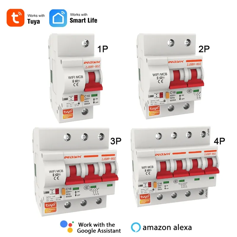 

Tuya Smart Life WiFi автоматический выключатель 1-4 фазы для DIN-рейки AllbeAI