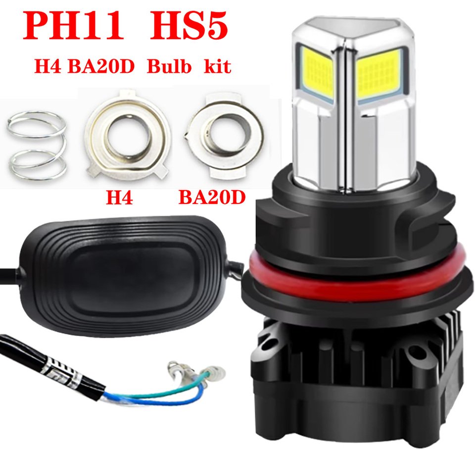 

PH11 HS5 BA20D H4 Комплект светодиодных ламп для фар для мотоцикла ATU Suzuki Kawasaki Honda, 24 Вт, светодиодные лампы дальнего и ближнего света. 1 упаковка.