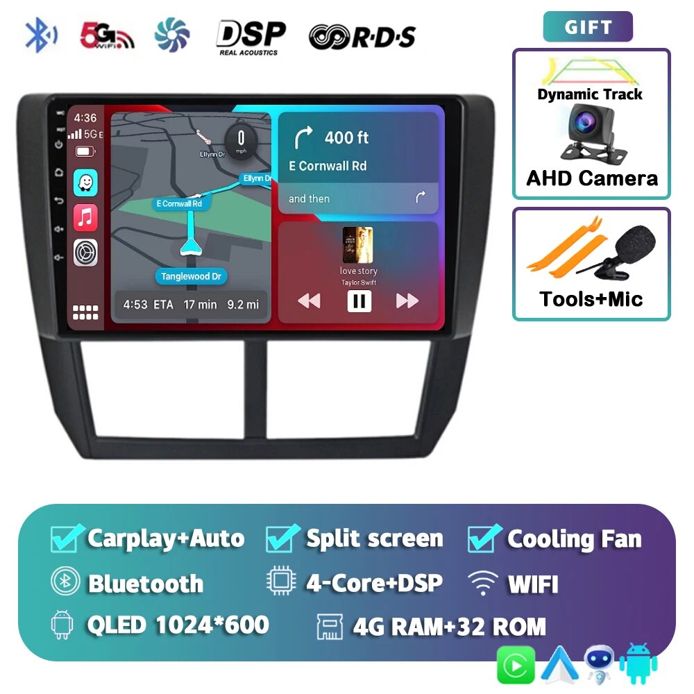 

Android 14 Carplay Auto для Subaru Impreza GH GE 2007 2008 2009 2010 2011 Автомобильный радиоприемник Мультимедийный плеер Стерео головное устройство WiFi + 4G