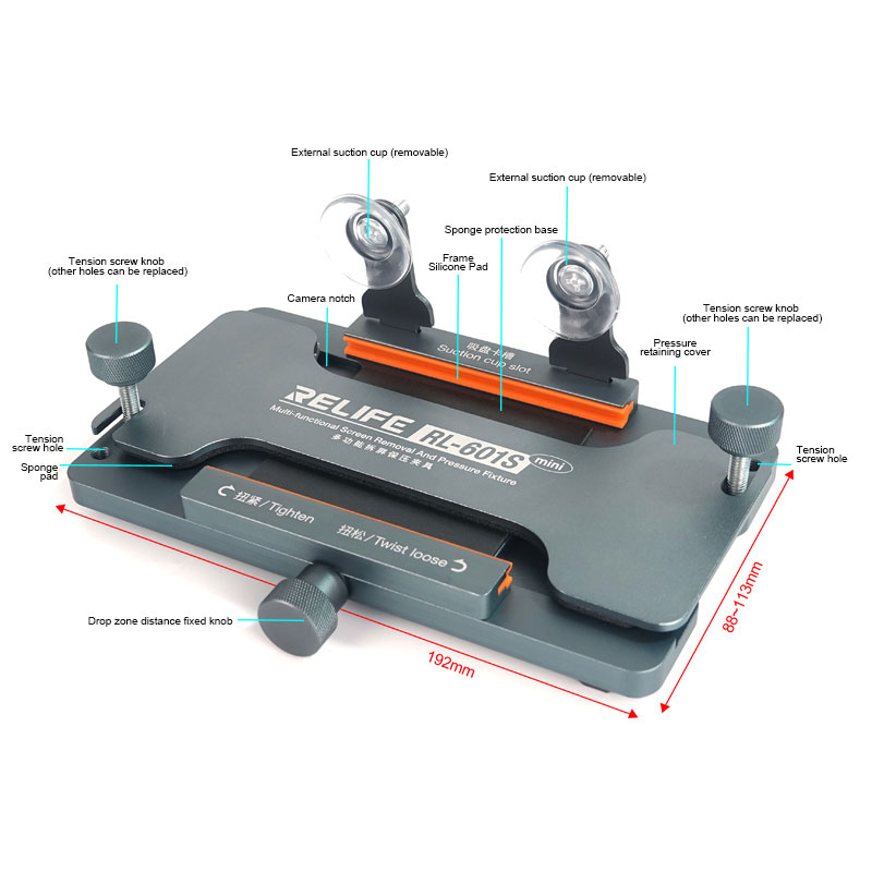 

RL - 601S Mini Pro Plus Разборная задняя крышка Зажим для крепления экрана для удаления стекла для большинства телефонов Приспособление для удержания давления экрана