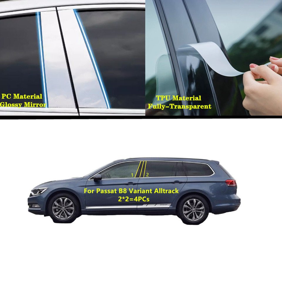 

Для VW Passat B8, вариант, Alltrack 2016-2021, ТПУ/глянцевая зеркальная стойка, столб, крышка двери, отделка окна, молдинговая наклейка, аксессуары