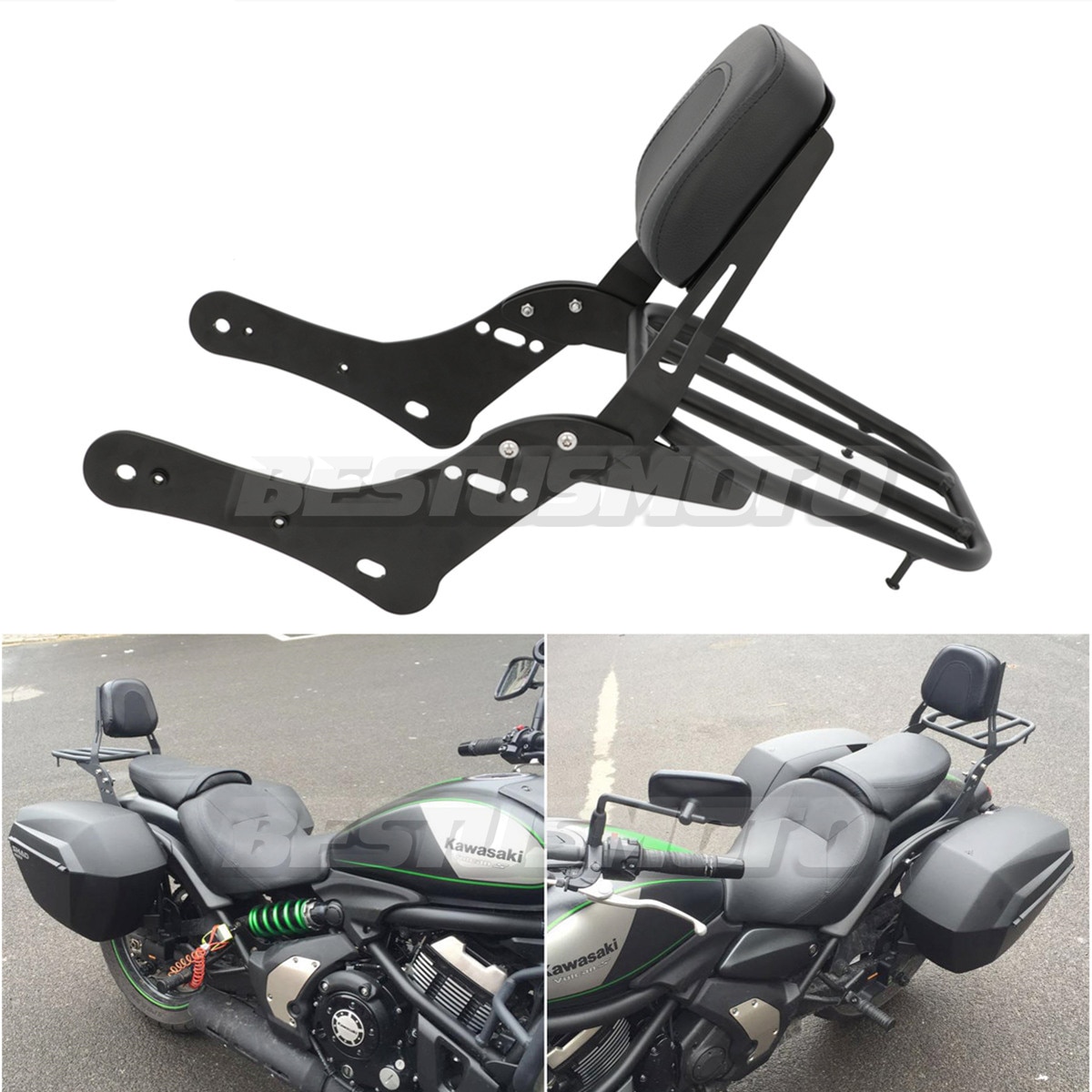 

Спинка для мотоцикла, сатин-бар + багажная стойка для Kawasaki Vulcan S 650 VN650 2015 2016 2017 2018 2019 2020 2021 2022 2023