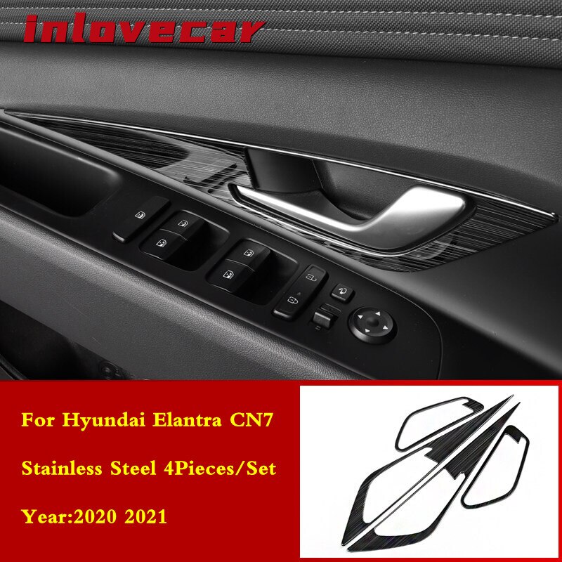 

Для Hyundai Elantra CN7 2020 2021 2022 аксессуары из нержавеющей стали Стайлинг автомобиля внутренняя дверь чаша защитная рамка крышка накладки 4 шт.