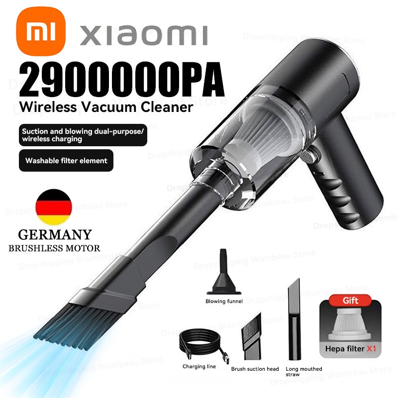

Xiaomi 2900000 PA Автомобильный пылесос 120 Вт Беспроводной сверхвысокий мощный 3 в 1 Портативный ручной пылесос двойного назначения для влажной и сухой уборки